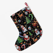 Zwartrond kerst decoratief patroon grote kerstsok (Achterkant (Hangend))