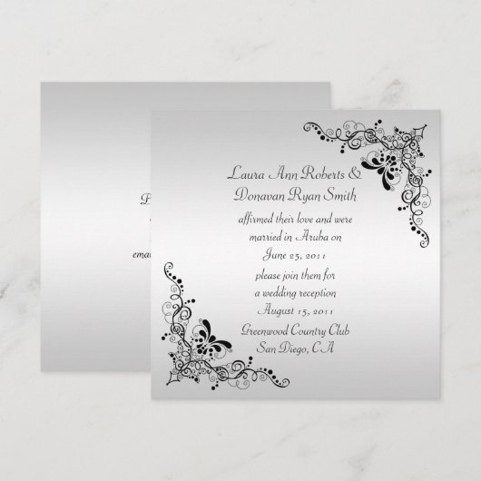 Zwartrondingen op zilveren achtergrond na de bruil kaart (Voorkant / Achterkant)