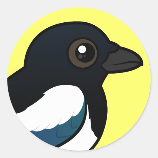 zwartsnavelekster ronde sticker (Voorkant)