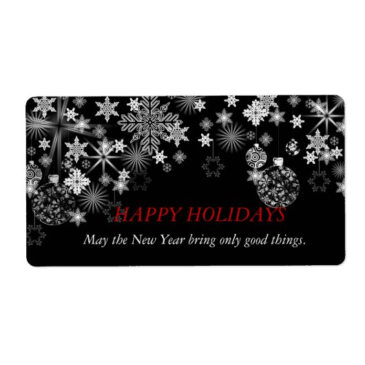 ZwartWit Wijnlabel Bruiloft, Kerstmis, Nieuwjaar Etiket (Voorkant)