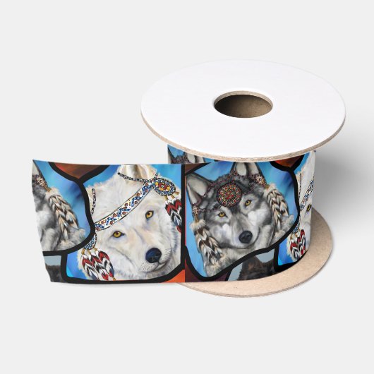 ZWARTWIT WOLF KUNST LINT (Spoel)