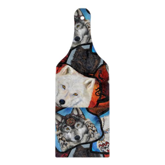 ZWARTWIT WOLF KUNST SNIJPLANK (Voorkant)