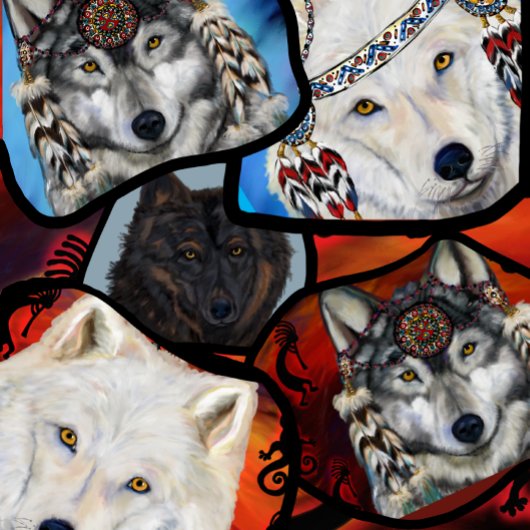 ZWARTWIT WOLF KUNST TISSUEPAPIER
