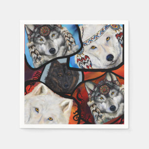 ZWARTWIT WOLF KUNST UIT HET ZUIDWESTEN SERVET