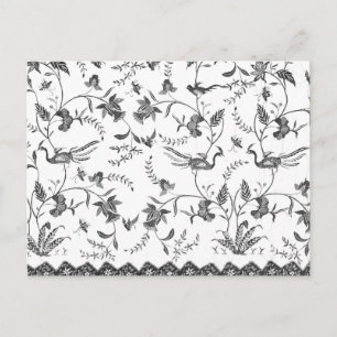 Zwartwitbloemvogel Indonesisch sarongpatroon Briefkaart