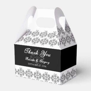 zwartwitkalligrafie Damask Wedding Bedankdoosjes