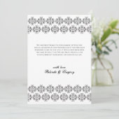 zwartwitkalligrafie Damask Wedding Bedankkaart (Staand voorkant)