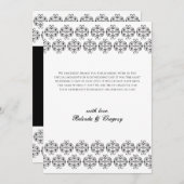 zwartwitkalligrafie Damask Wedding Bedankkaart (Voorkant / Achterkant)