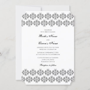  zwartwitkalligrafie Damask Wedding Kaart