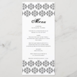 zwartwitkalligrafie Damask Wedding Menu