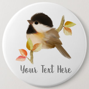 Zwartwittevogel Ronde Button 6,0 Cm