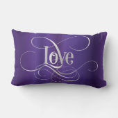 Zwavelloos Script Calligraphy Love Silver op Paars Kussen (Achterkant)
