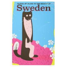Zweden Cartoon vintage reisposter