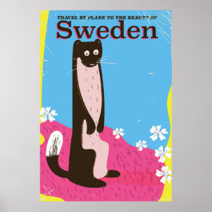 Zweden Cartoon vintage reisposter Poster