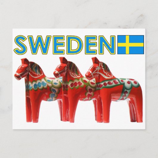 Zweden Dala Horse Briefkaart (Voorkant)