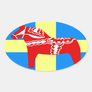 Zweden Dala Horse Ovale Sticker