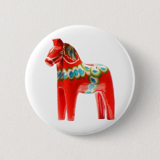 Zweden Dala Horse Ronde Button 5,7 Cm (Voorkant)