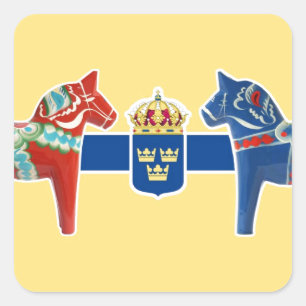 Zweden Dala Wapen Vierkante Sticker