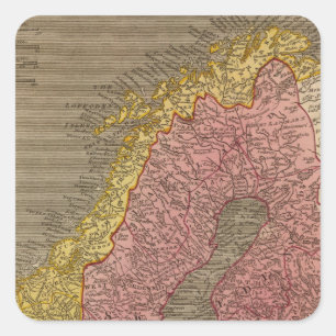 Zweden, Denemarken, Noorwegen Vierkante Sticker
