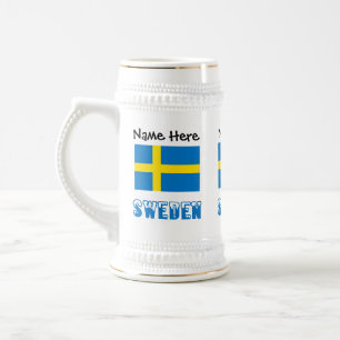Zweden en gepersonaliseerde Zweedse vlag Bierpul