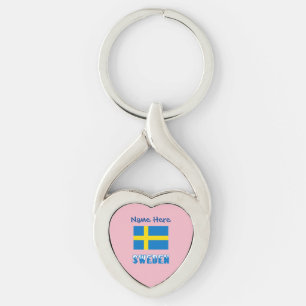 Zweden en gepersonaliseerde Zweedse vlag Sleutelhanger
