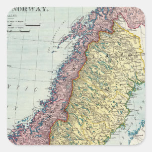 Zweden en Noorwegen 5 Vierkante Sticker