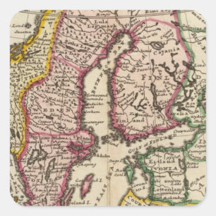 Zweden en Noorwegen 6 Vierkante Sticker