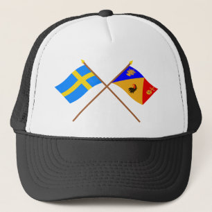 Zweden en Stockholms län vlaggen Trucker Pet