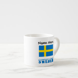Zweden en Zweedse vlag met uw naam Espresso Kop