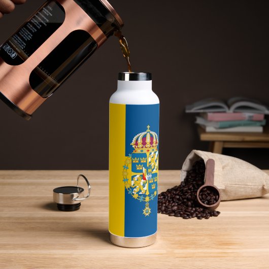 Zweden Geïsoleerde fles, Zweedse vlag Waterfles (Koffie)