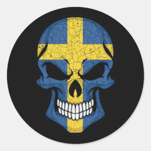 Zweden glimlachen schedelvlag ronde sticker