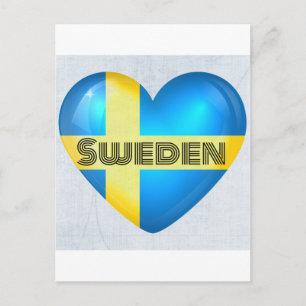 Zweden Heart Flag Briefkaart