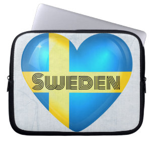 Zweden Heart Flag Laptop Sleeve
