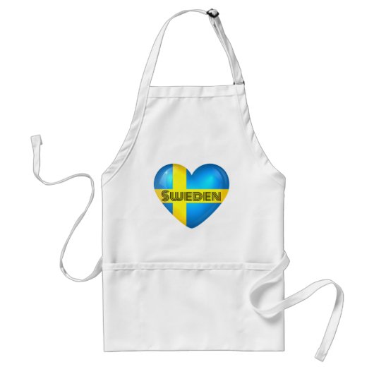 Zweden Heart Flag Standaard Schort (Voorkant)