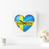 Zweden Heart Flag Vierkante Klok (Huis)