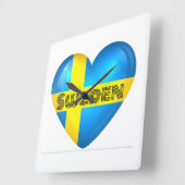 Zweden Heart Flag Vierkante Klok (Hoek)