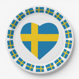 ZWEDEN HEART SHAPE FLAG PAPIEREN BORDJE