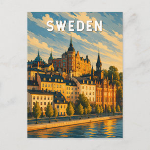 Zweden Illustratie Reis Kunst Vintage Briefkaart