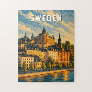 Zweden Illustratie Reis Kunst Vintage Legpuzzel