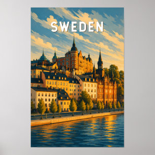 Zweden Illustratie Reis Kunst Vintage Poster