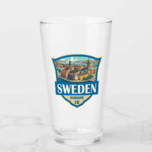 Zweden Illustratie Retro Badge Glas