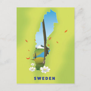 Zweden kaart geïllustreerde reisposter.