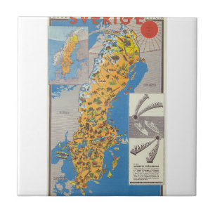 Zweden Kaart Tegeltje