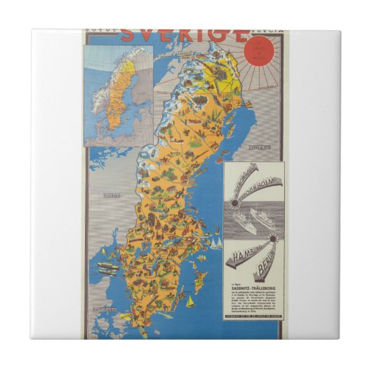 Zweden Kaart Tegeltje (Voorkant)
