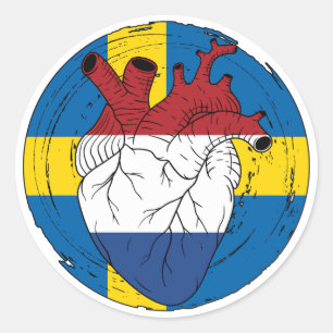 Zweden Koningsdag Nederlands Hart Ronde Sticker