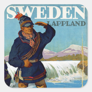 Zweden ~ Lappland Vierkante Sticker