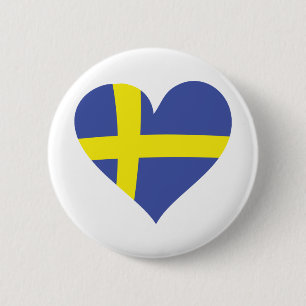 zweden liefde hart - zweedse vlag ronde button 5,7 cm