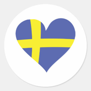 zweden liefde hart - zweedse vlag ronde sticker