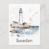 Zweden Lighthouse Coast Waterverf Zweeds Reizen Briefkaart (Voorkant)
