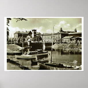  Zweden, Malmo, waterfront en boten Poster